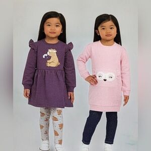 Koala Kids Girl baby 4 Piece Set Purple Bear Pink Purple Sweater Leggings 18M